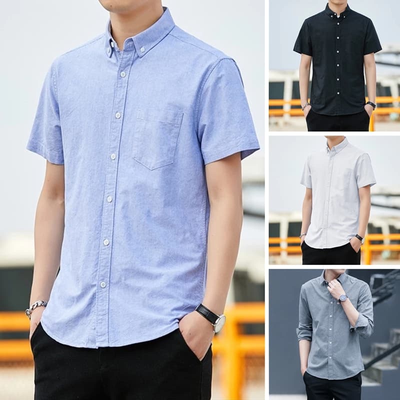 เสื้อเชิ้ตโอเวอร์ไซส์แขนสั้น กระเป๋าหน้าอก ดีไซน์มินิมอล ผ้านุ่มใส่ง่ายหลายสี