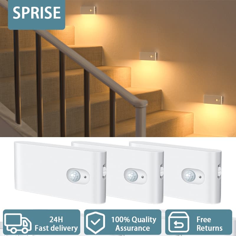 Sprise Motion Sensor Night Light ไฟบันไดแบบชาร์จไฟได้ในร่ม Warm White Magnetic LED โคมไฟสัมผัสสําหรับห้องโถง,…