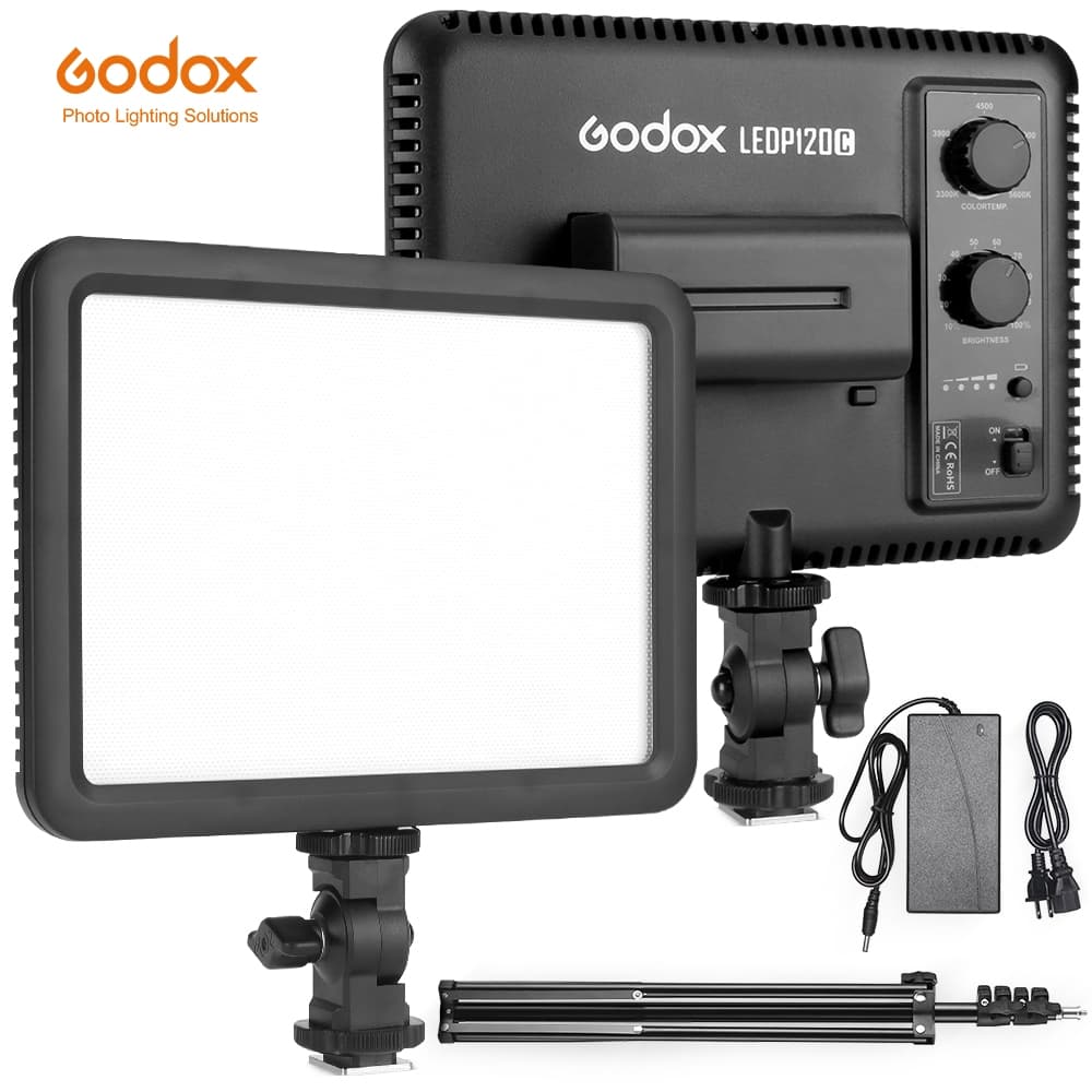 Godox LEDP120C 3300K-5600K LED Video Light UItra-thin Body Protable สตูดิโอวิดีโอต่อเนื่องโคมไฟสําหรับกล้อง…