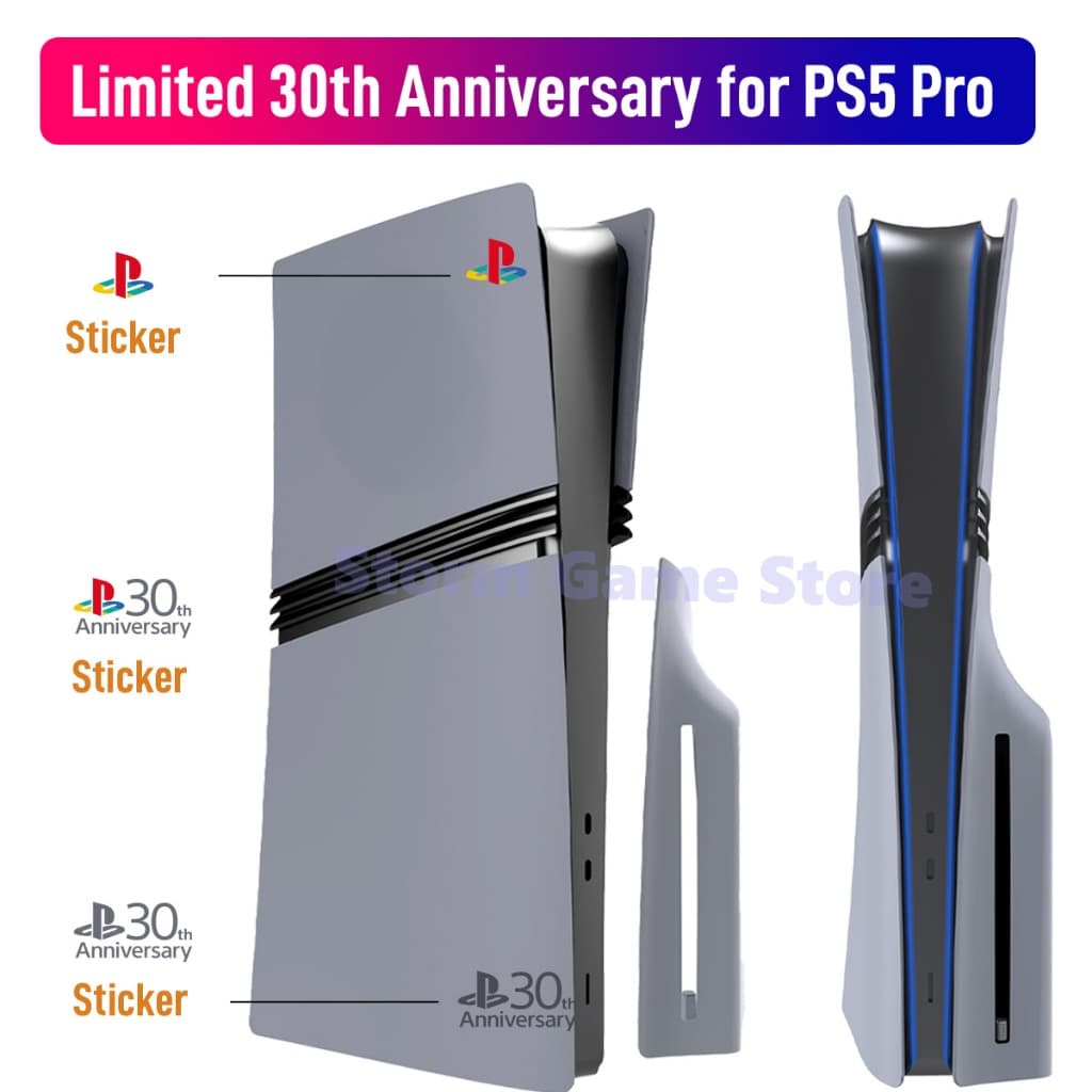 Limited 30th Anniversary สําหรับ PS5 Pro Faceplate สติกเกอร์โลโก้ไวนิล Playstation 5 Fat Console Cover Face…