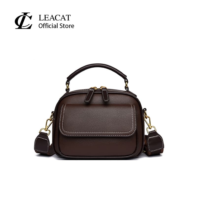 Leacat กระเป๋าสะพายไหล่ทรงสี่เหลี่ยมเรียบง่ายแฟชั่นสําหรับผู้หญิงที่มีความจุขนาดใหญ่