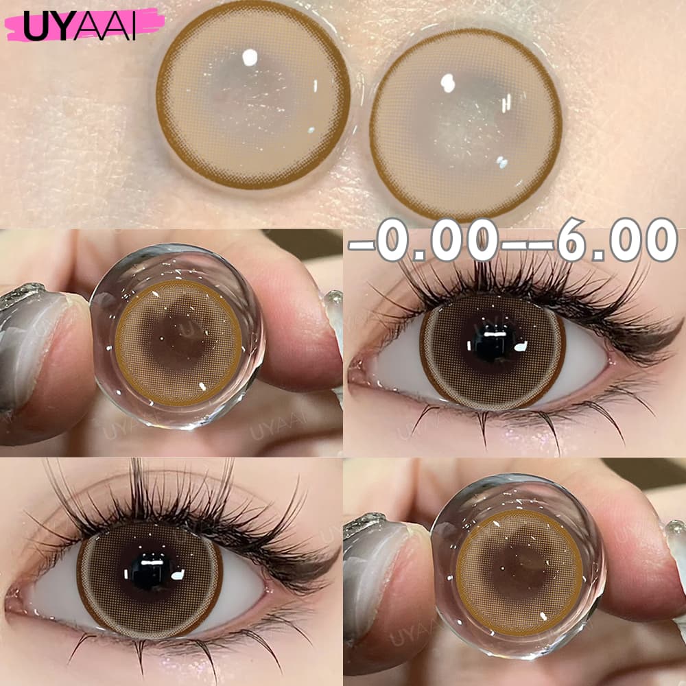 คอนแทคเลนส์ UYAAI 2pcs Pearl คอนแทคเลนส์ฮาโล สีเทา สีน้ําตาล L SIZE14.5 มม. รูปที่ 1