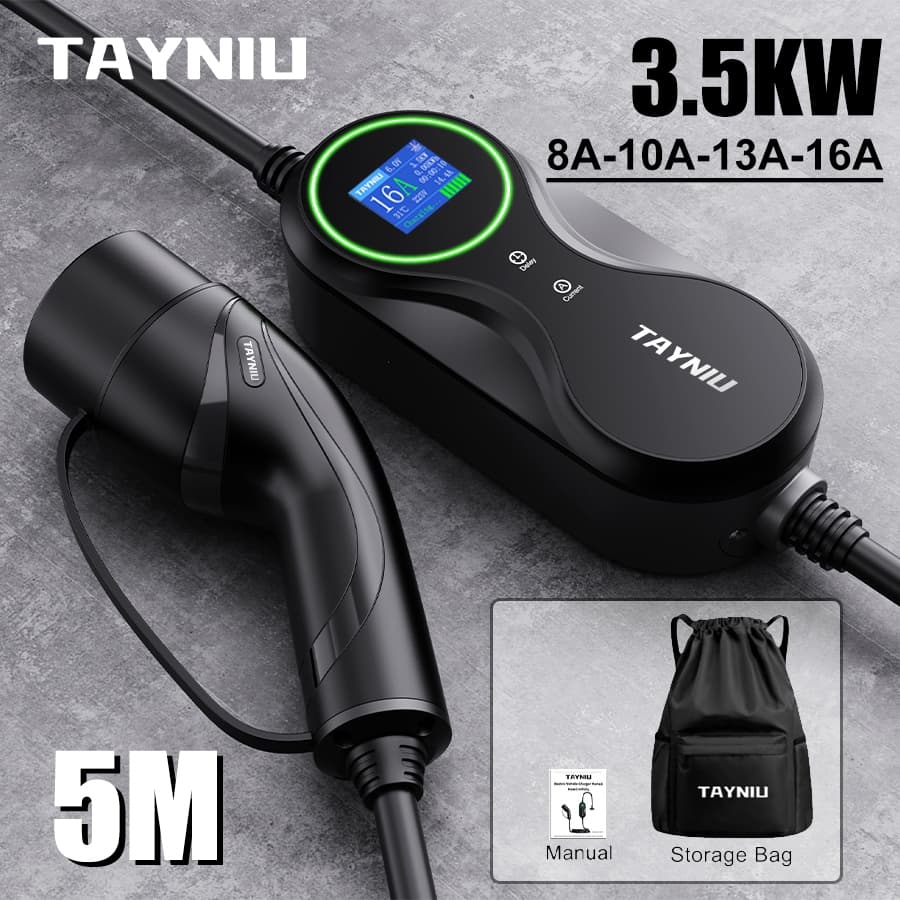 TAYNIU EV Charger พร้อม WIFI APP ควบคุม Type2 3.5KW 16A ไฟฟ้ารถ Charger ปรับ Current & ชุดชาร์จเวลาสําหรับรถ…
