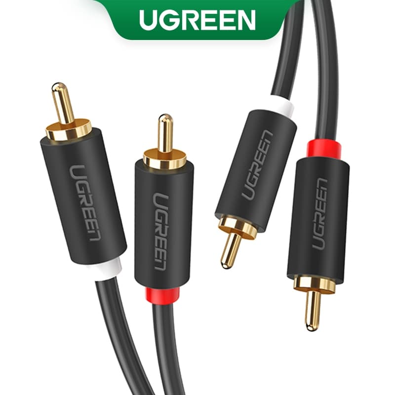 Ugreen 2RCA Male to 2RCA Male สายสัญญาณเสียงสเตอริโอ ชุบทอง สําหรับโฮมเธียเตอร์