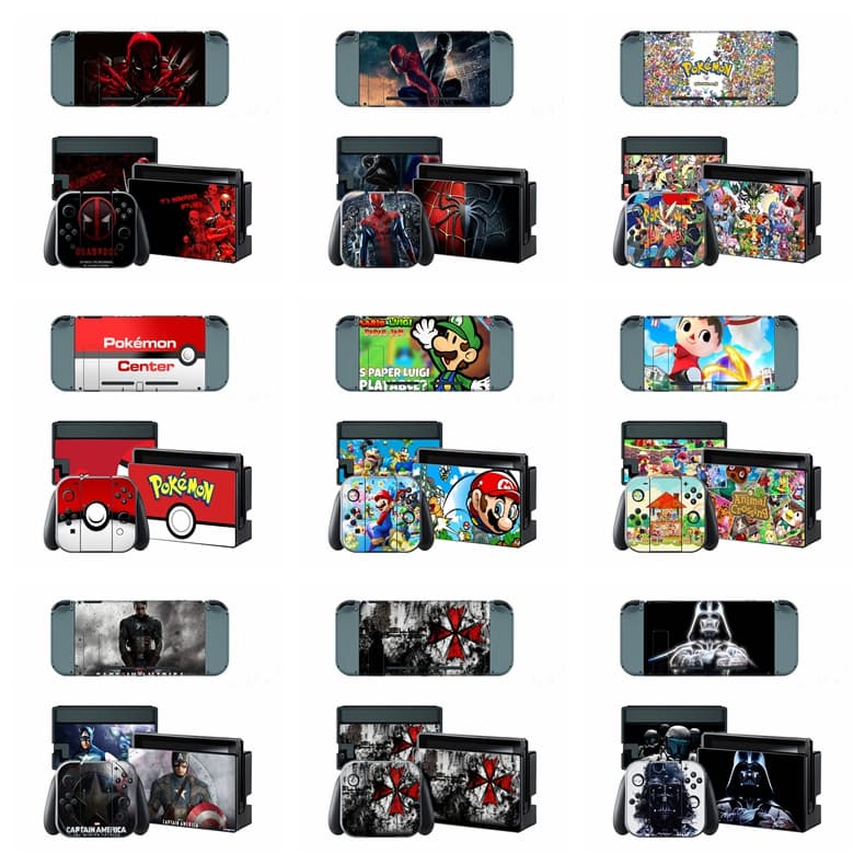 100 สีรูปแบบสติกเกอร์ผิวใช้งานร่วมกับ Nintendo Switch V2 ไวนิล Decal ชุดฟิล์มป้องกันสําหรับ NS คอนโซล &…