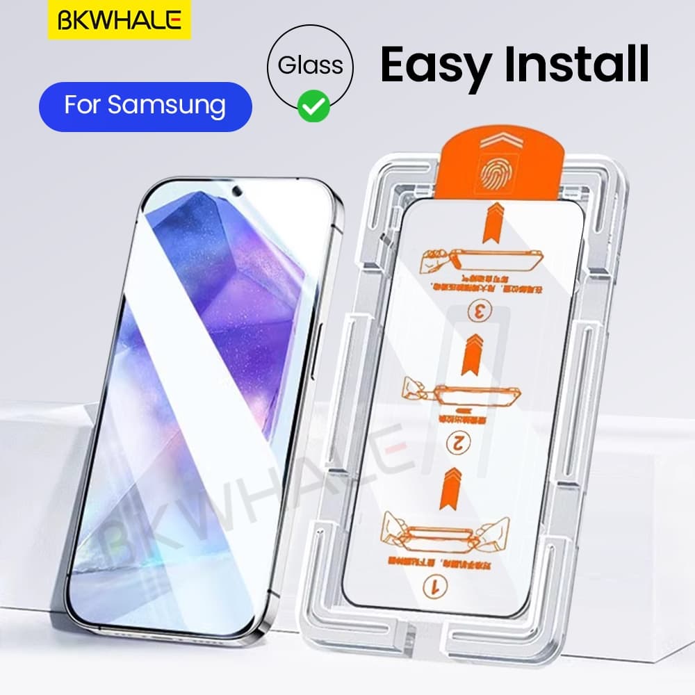 BKWHALE ติดตั้งง่ายกระจกนิรภัยสําหรับ Samsung Galaxy A55 A56 A57 A35 A36 A37 A25 A26 A27 A15 A16 A17 A54 A34…