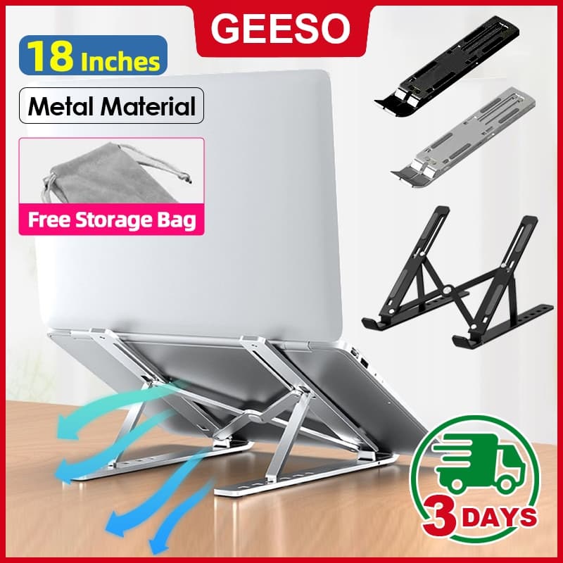 GEESO Portable Metal Laptop Stand แท่นวางโน๊ตบุ๊ค ขาตั้งโน๊ตบุ๊คพกพา Laptop Stand ที่วางโน๊ตบุ๊ค…