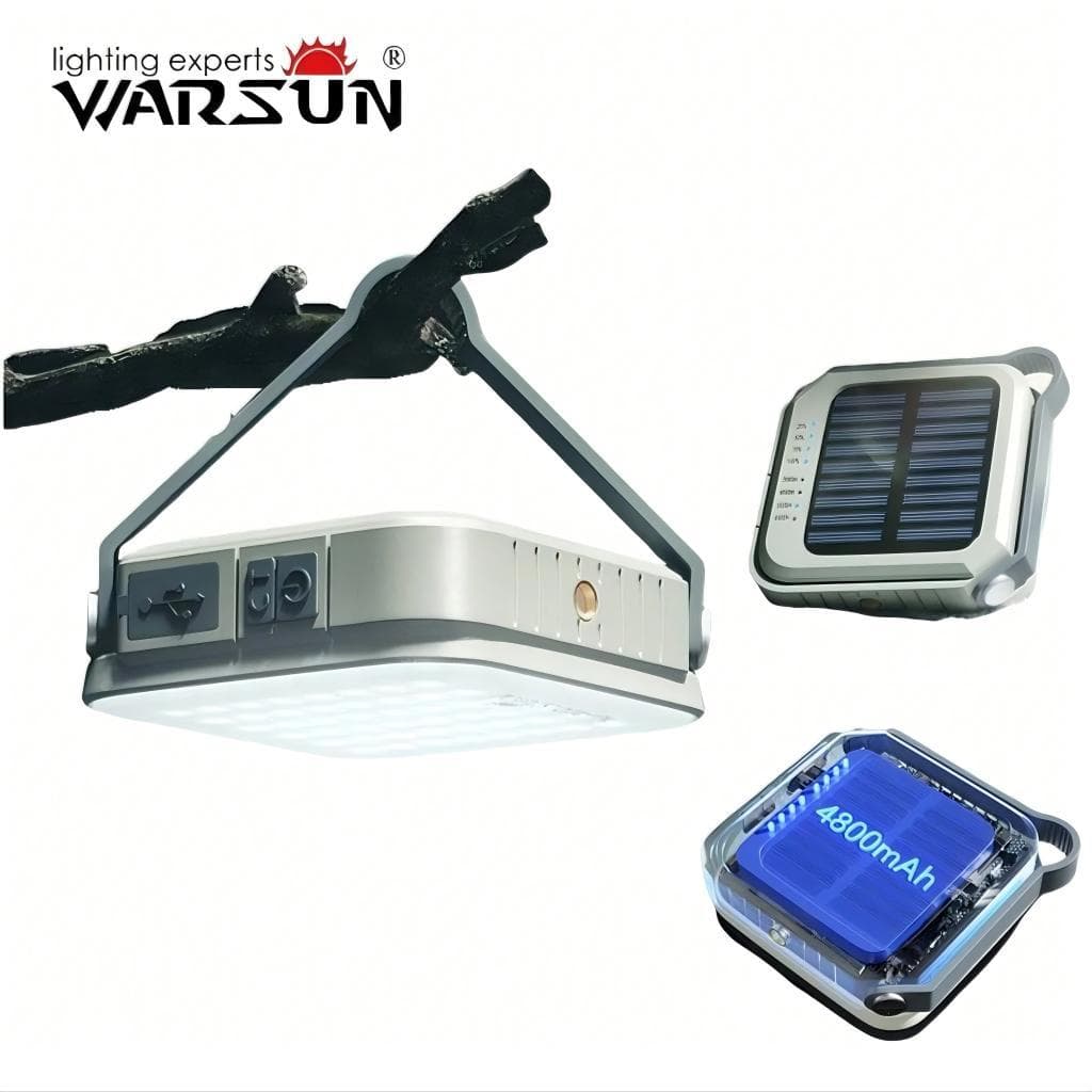 Warsun CP36 โคมไฟแคมป์ปิ้ง USB-C ชาร์จโซลาร์ สว่างมาก ใช้งานได้นาน มีตะขอ