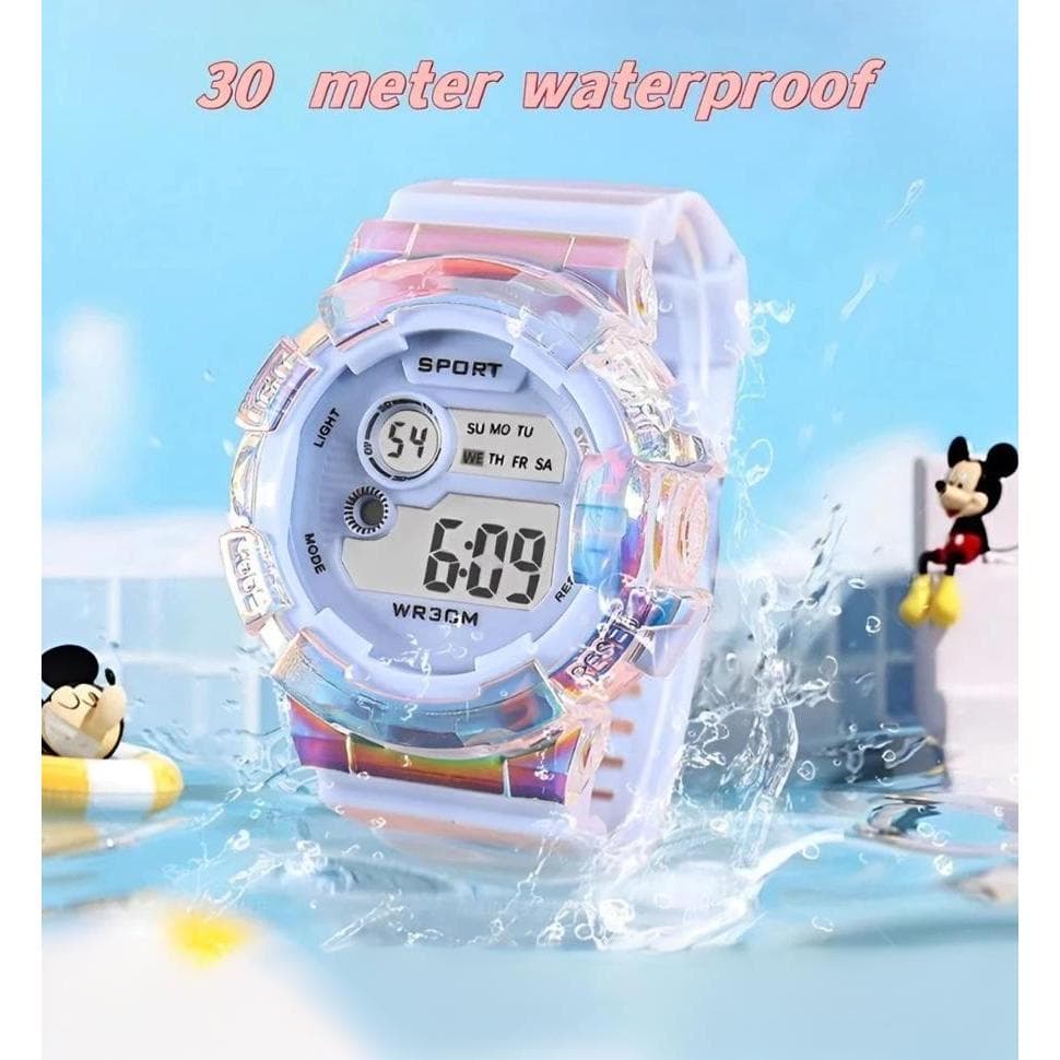 สุภาพสตรี LED นาฬิกาดิจิตอลหน้าปัดขนาดใหญ่สีปลุก Luminous Chronograph Muti-fuctional School Unicorn…