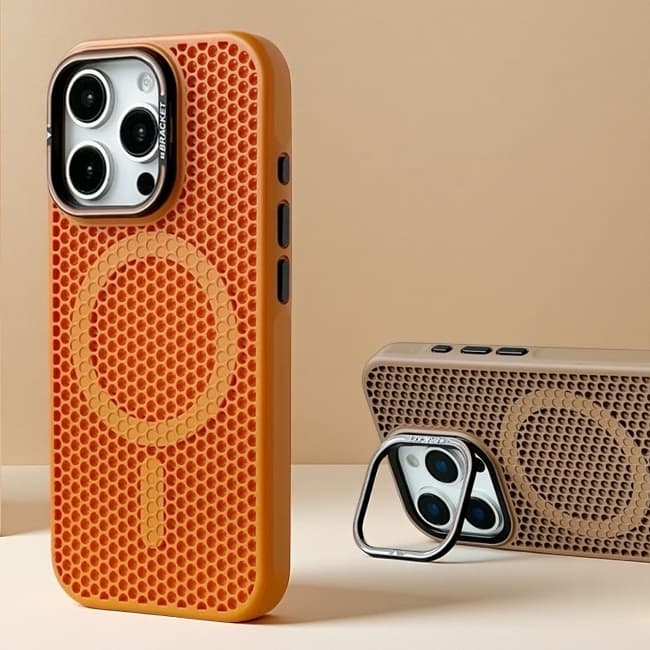 【Cellular cooling/With Metal bracket/Matte acrylic hard case/Orange】เคส compatible for iphone 11 12 13 14 15…