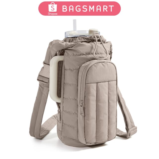 BAGSMART ขวดน้ํากระเป๋าสะพายกระเป๋าสะพายข้างกันน้ําขยายได้กระเป๋าหน้าอกน้ําหนักเบาพร้อมสําหรับเดินทาง