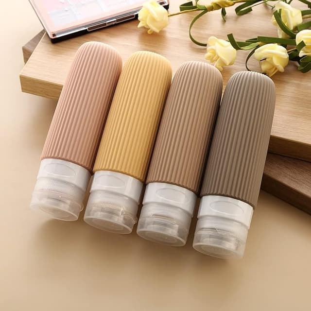 4 ชิ้นป้องกันการรั่ว Squeezable ซิลิโคนขนาดเดินทาง ConTravel ขวดสําหรับอุปกรณ์อาบน้ํา, Tsa ได้รับการอนุมัติ 3…
