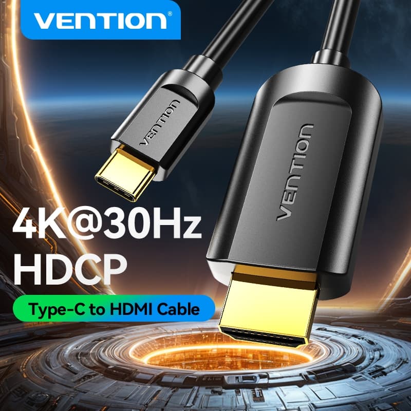 Vention USB C to HDMI สายเคเบิล Type C to HDMI 4K HDMI การเชื่อมต่อโทรศัพท์มือถือ กับหน้าจอ…