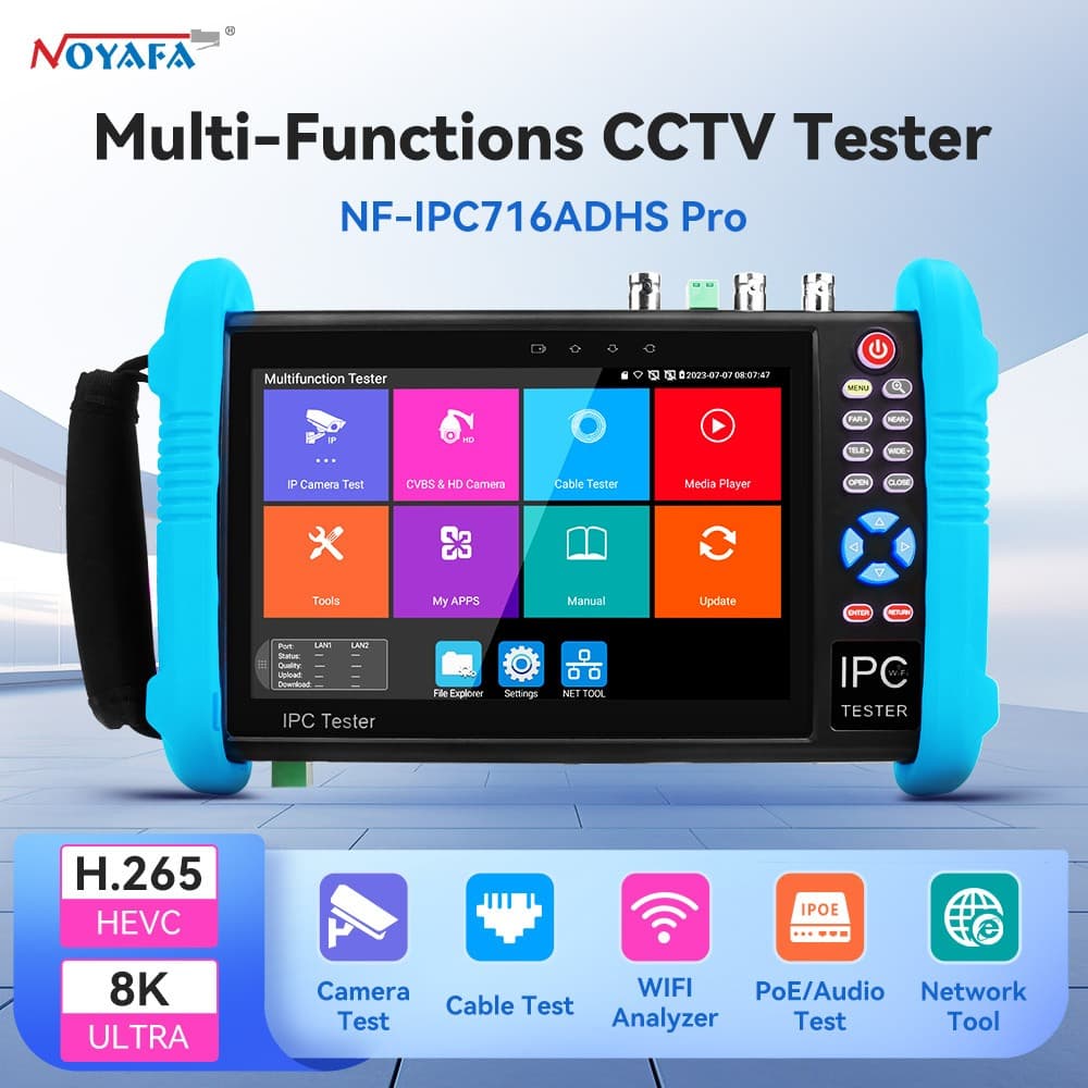 Noyafa NF-IPC716ADHS Pro เครื่องทดสอบกล้อง IP 7 นิ้วหน้าจอสัมผัส IPS 8K H.265 Built in WIFI Upgraded