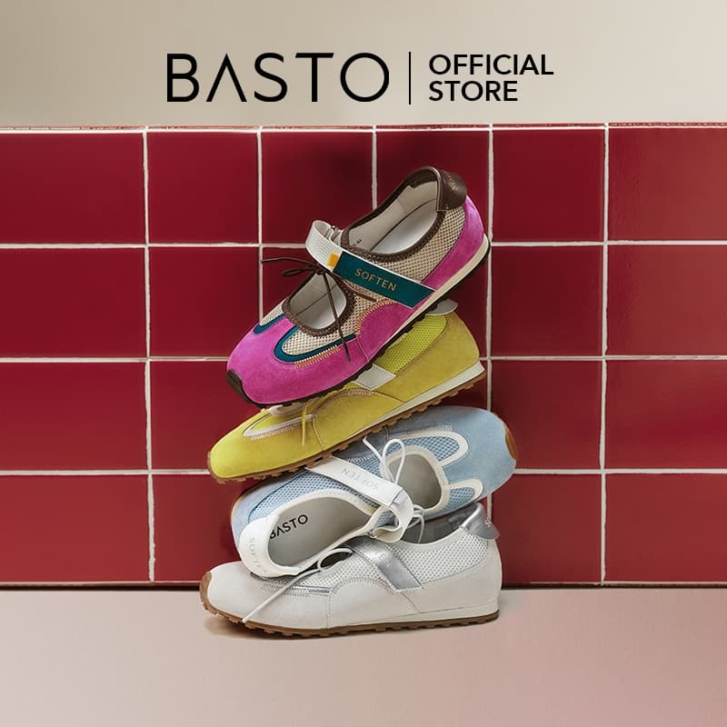 BASTO Women's Mary Jane Ballet Sneakers รองเท้าแมรี่เจน รองเท้าบัลเล่ต์ รองเท้าผ้าใบ D3138 YXMC1