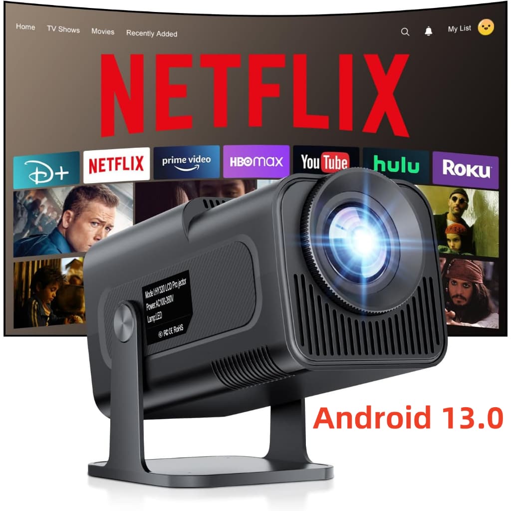 เจคเตอร์ 1080P 4K มินิโปรเจคเตอร์รายการ Android 13.0 5G WIFI บลูทูธหน้าจอรองรับการเชื่อมต่อ Mirroring…