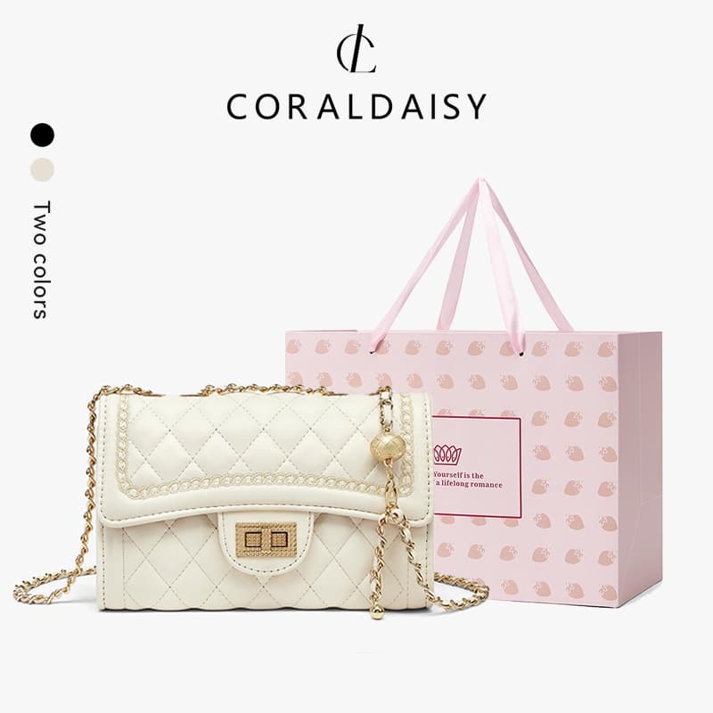 CORALDAISY bag ใหม่ กระเป๋าสะพายข้างผู้หญิง กระเป๋าสะพายข้างทรงโซ่ กระเป๋าผู้หญิง