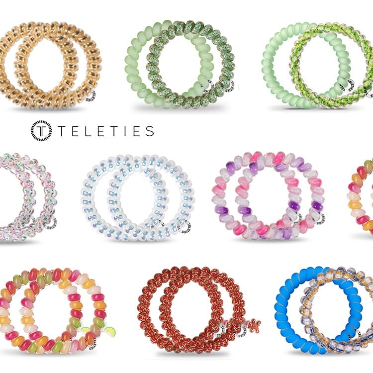 TELETIES Colorful Picks Collection ยางรัดผมเกลียว หนีบแน่น กันน้ํา ไม่ทิ้งรอย ใส่ได้ทั้งผมและข้อมือ…