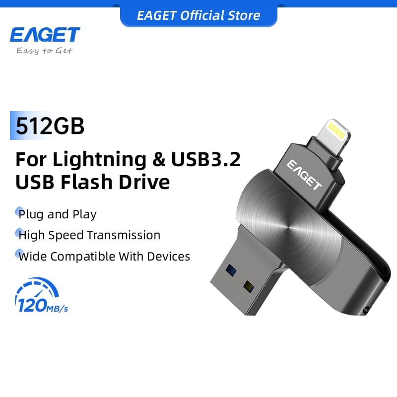 EAGET i66 สําหรับแฟลชไดรฟ์ความเร็วสูง iP เป็น USB 3.2 (64GB/128GB/256GB/512GB)