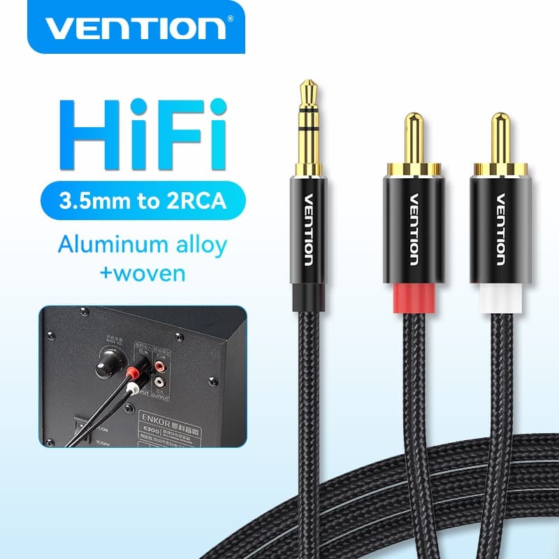 Vention RCA Cable 3.5มม. to 2RCA สายเสียง ไนล่อนถัก Jack Audio Stereo Cable for Smartphone Amplifier Home…