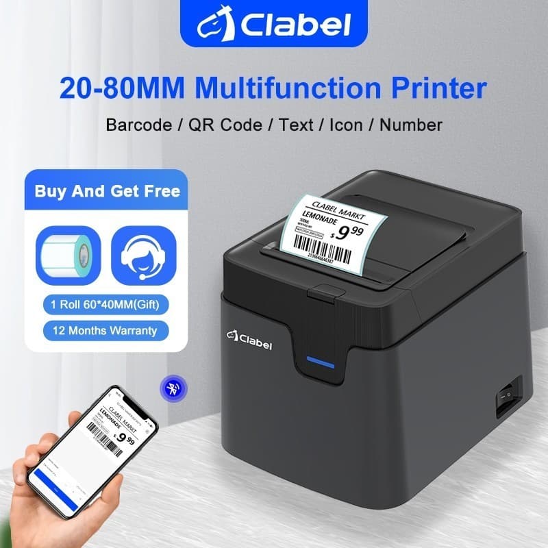 CLABEL 221D เครื่องพิมพ์ฉลากไร้หมึก กว้าง 20-50 มม.ปุ่มเดียวใช้งานง่าย สําหรับร้านค้า ซูเปอร์มาร์เก็ต