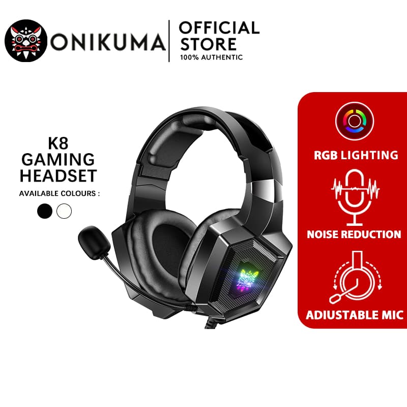 ONIKUMA K8 RGB หูฟังตัดเสียงรบกวน Super Bass ชุดหูฟังสําหรับเล่นเกม 7.1 พร้อมไมโครโฟน
