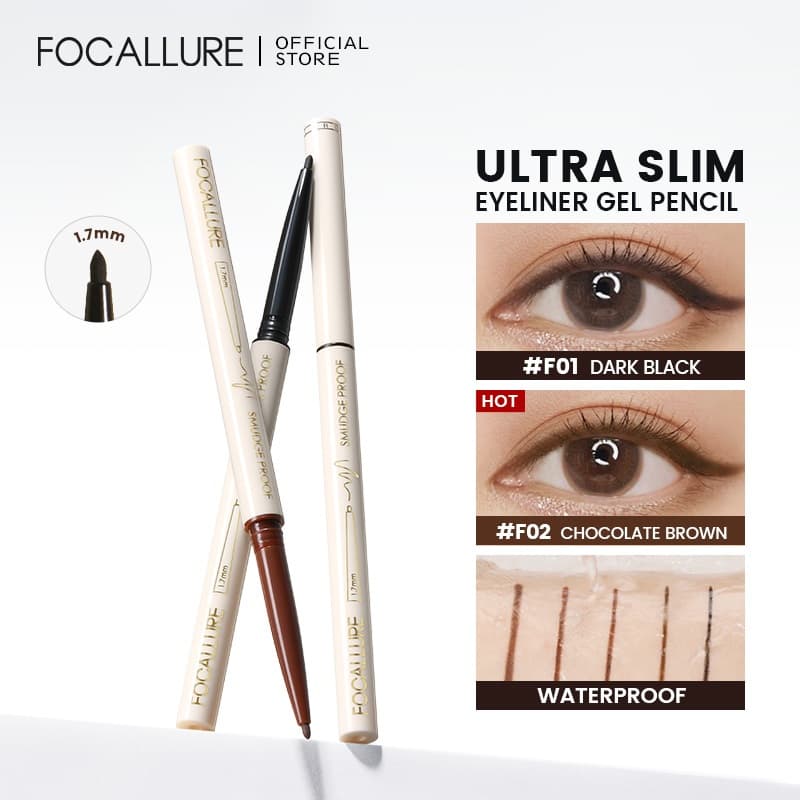 Focallure ดินสออายไลเนอร์เจล แบบบางพิเศษ ติดทนนาน อายไลเนอร์ กันน้ํา กันเหงื่อ กันมัน 1.7 มม