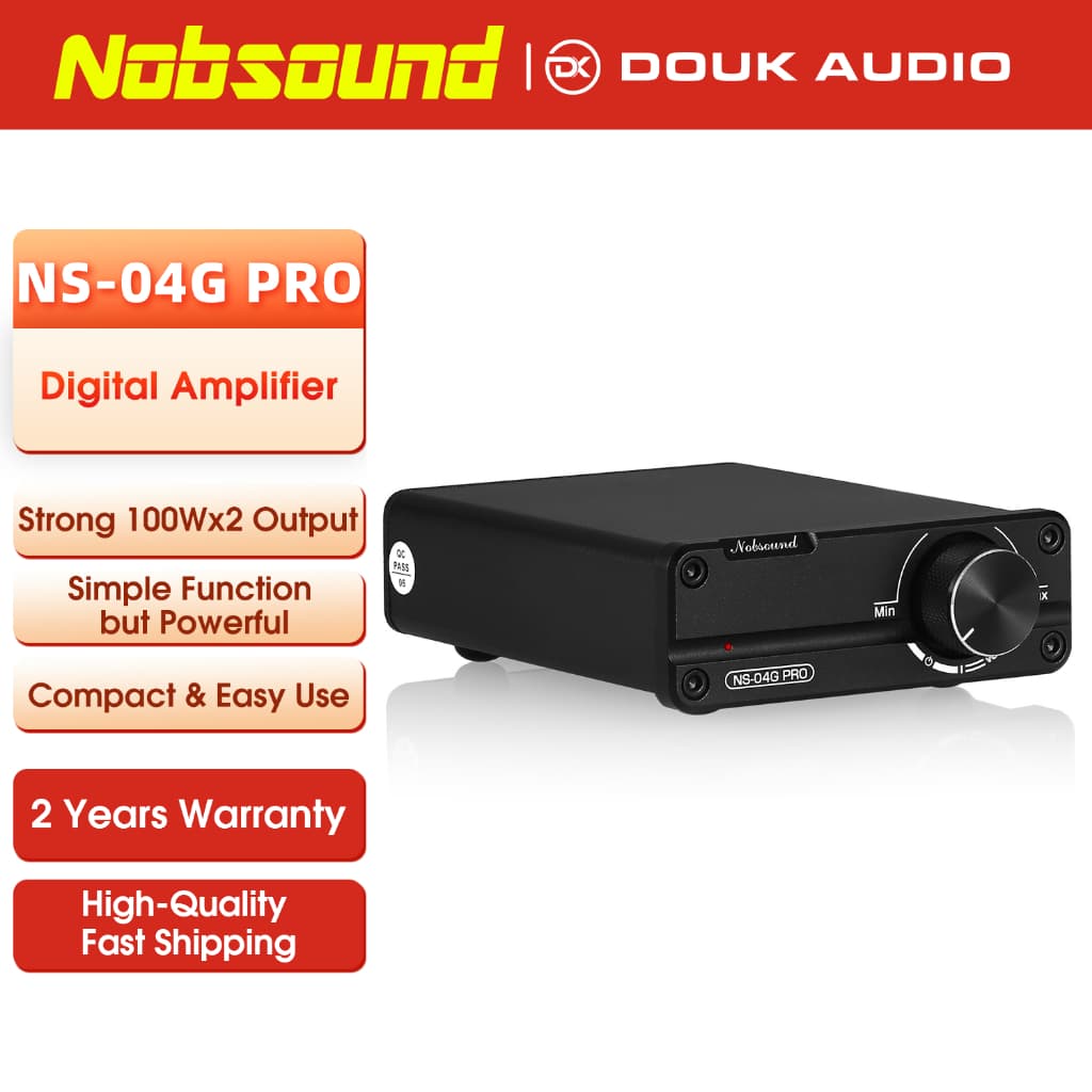 Douk Audio NS-04G PRO ไฮไฟ แอมป์ดิจิทัลคลาสดี ชิป TPA3116D2 2.0 ช่อง แอมป์เสียงสเตอริโอมินิ 100วัตต์×2 อินพุต…