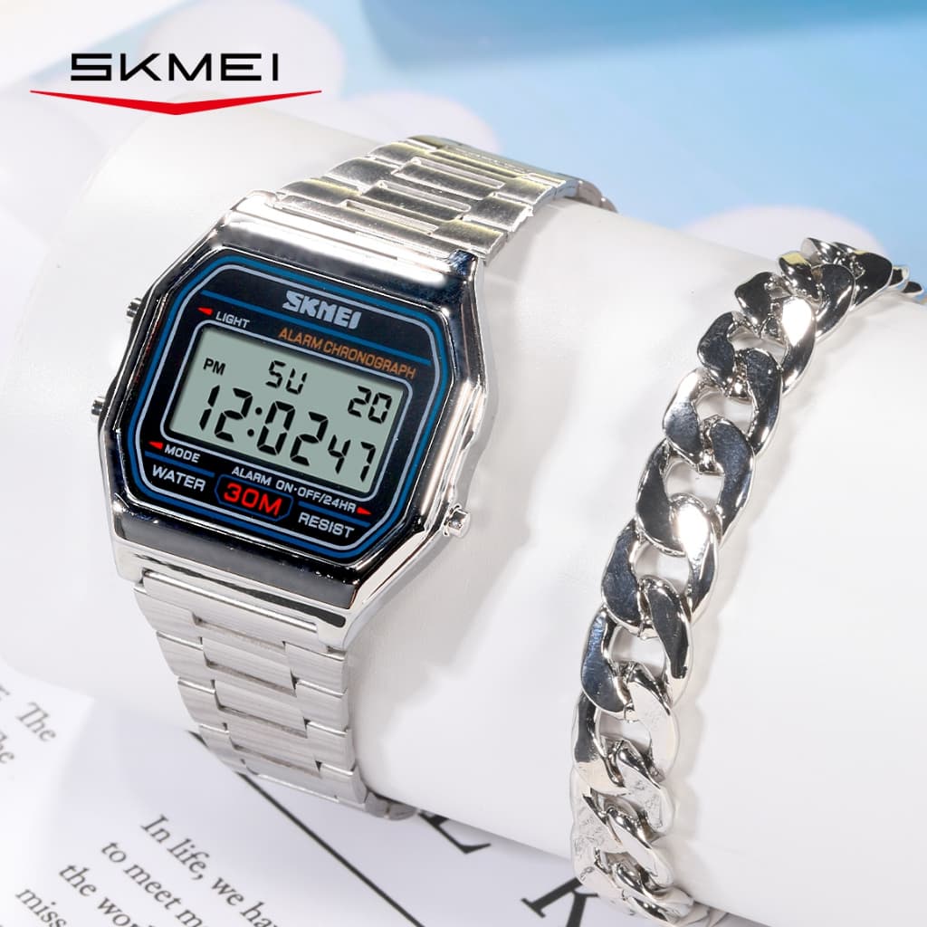 SKMEI สมี ฟรีของขวัญ ของแท้ 100% สมี เก็บพื้นผิวดิจิตอลแฟชั่น ยุติธรรมเชิงพาณิชย์นาฬิกาผู้ชายชุดของขวัญ