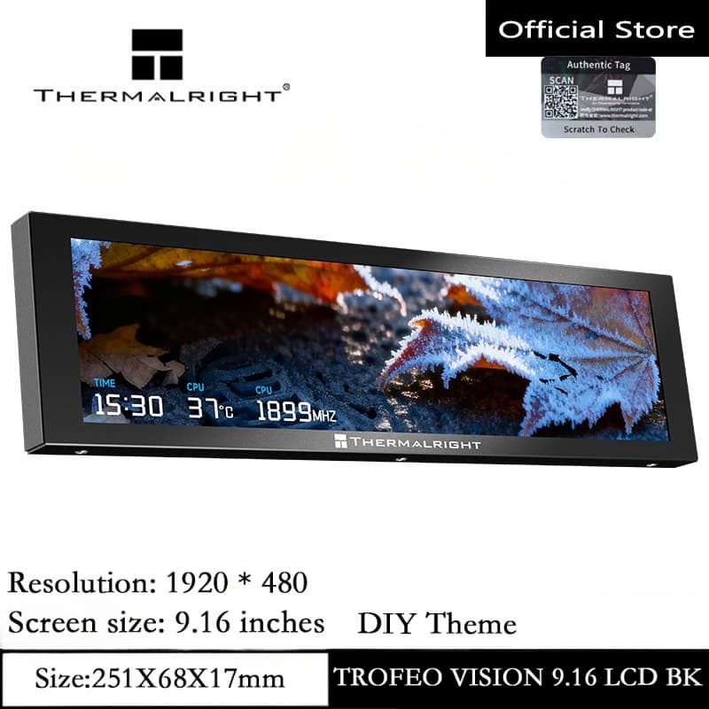 Thermalright TROFEO VISION 9.16 นิ้ว LCD 1280*480 ความละเอียดเต็มหน้าจอ LCD 6.86 นิ้วแม่เหล็กพอร์ต USB Type-C…