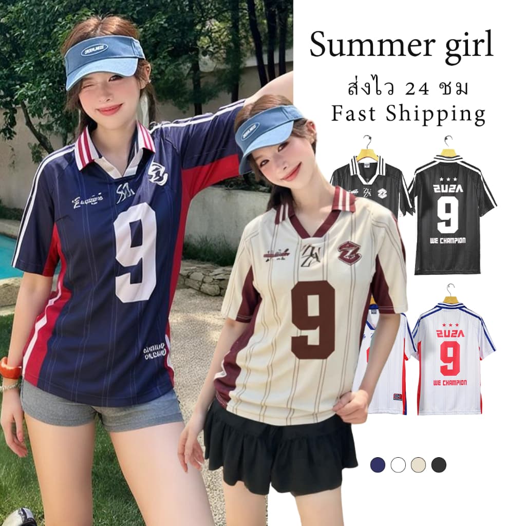 🤍ส่งไวจากไทย🤍 เสื้อโปโลแขนสั้น คอปก ทรงโอเวอร์ไซส์ Unisex ผ้าไมโครเนื้อนุ่ม พิมพ์ลายสวย แฟชั่นสตรีท