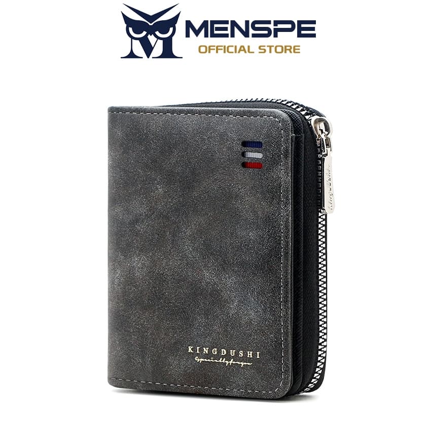 MENSPE กระเป๋าสตางค์สั้นแฟชั่นผู้ชาย วินเทจ นุ่ม ทําจาก PU ใช้งานได้หลายฟังก์ชัน ความจุสูง มีหลายช่องใส่บัตร…