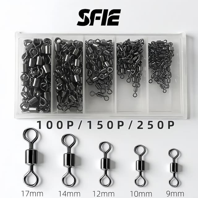 อุปกรณ์ตกปลาแบริ่งหมุนลูกกลิ้งการเชื่อมต่อแหวนอุปกรณ์ตกปลา Anti-Tangling Line Strong ทนทานหลายข้อกําหนด O