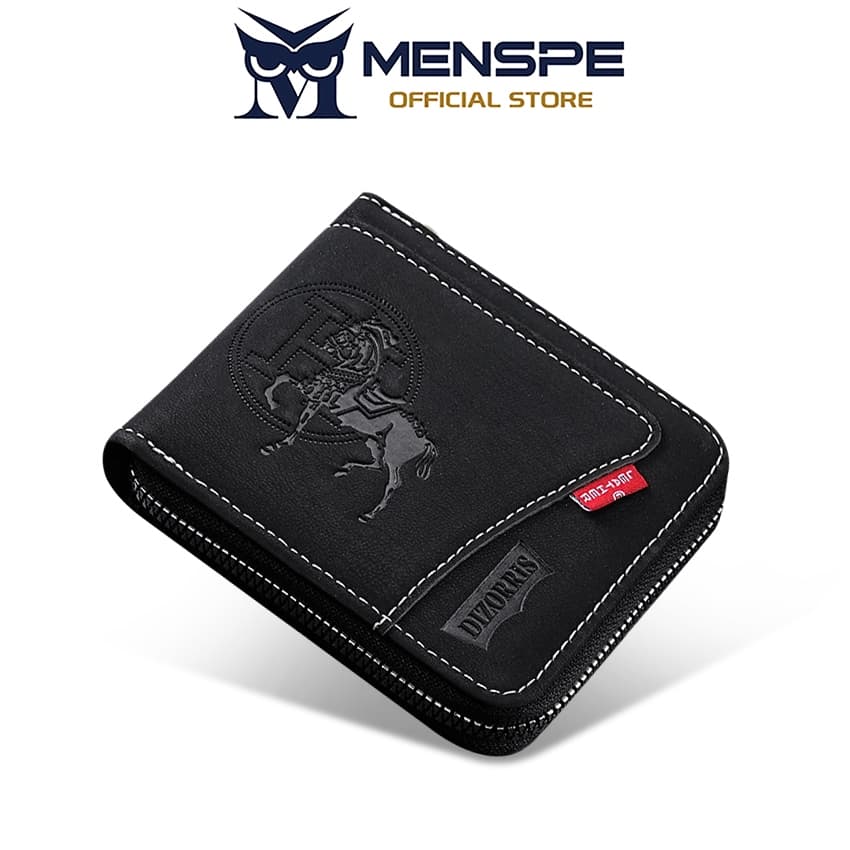 MENSPE กระเป๋าสตางค์ชายสั้น วินเทจ หนัง PU นุ่ม อเนกประสงค์ ความจุสูง มีหลายช่องใส่บัตร…