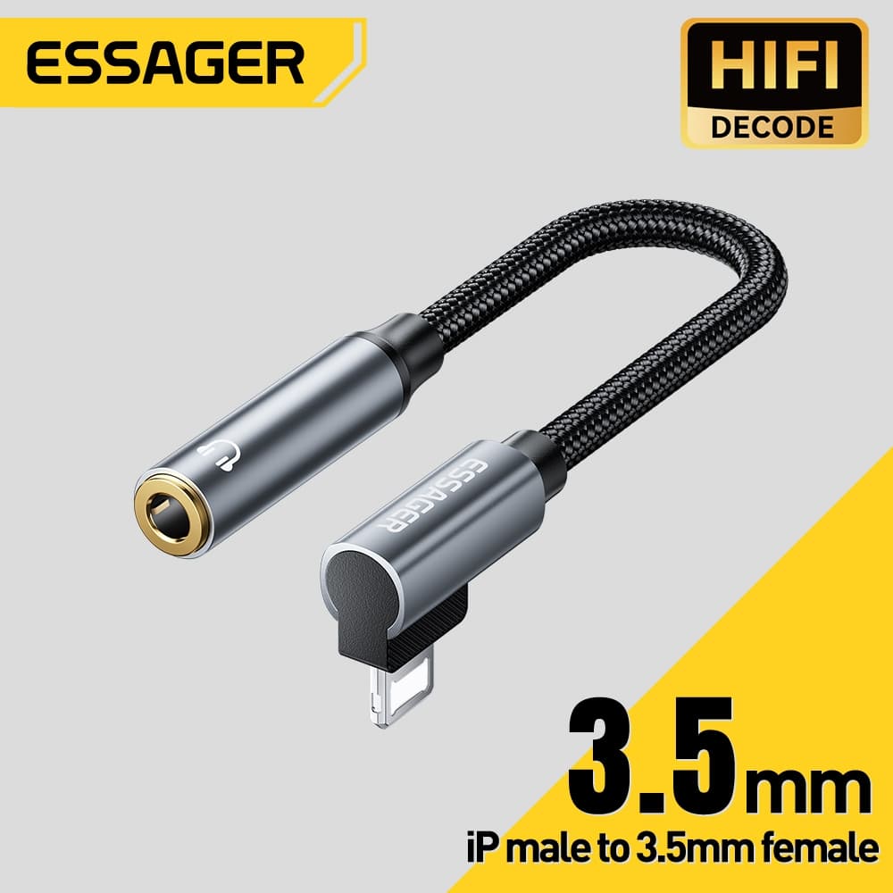 Essager USB C/L ถึง 3.5 มม.แจ็คหูฟังอะแดปเตอร์หูฟัง Type C Audio สาย AUX รูปที่ 1
