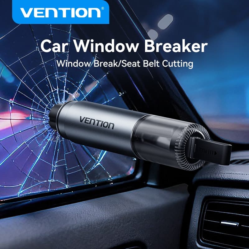 Vention ค้อนปลอดภัยรถยนต์ 2-in-1 แตกกระจกตัดเข็มขัดนิรภัย อลูมิเนียม พกพาสะดวก สําหรับรถทุกประเภท
