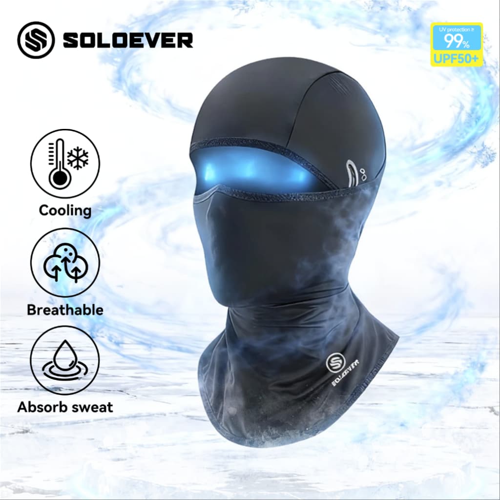 SOLOEVER Balaclava กันแดด.UPF50+, ผ้าไหมน้ําแข็งแห้งเร็ว สําหรับปั่นจักรยานและกิจกรรมกลางแจ้ง