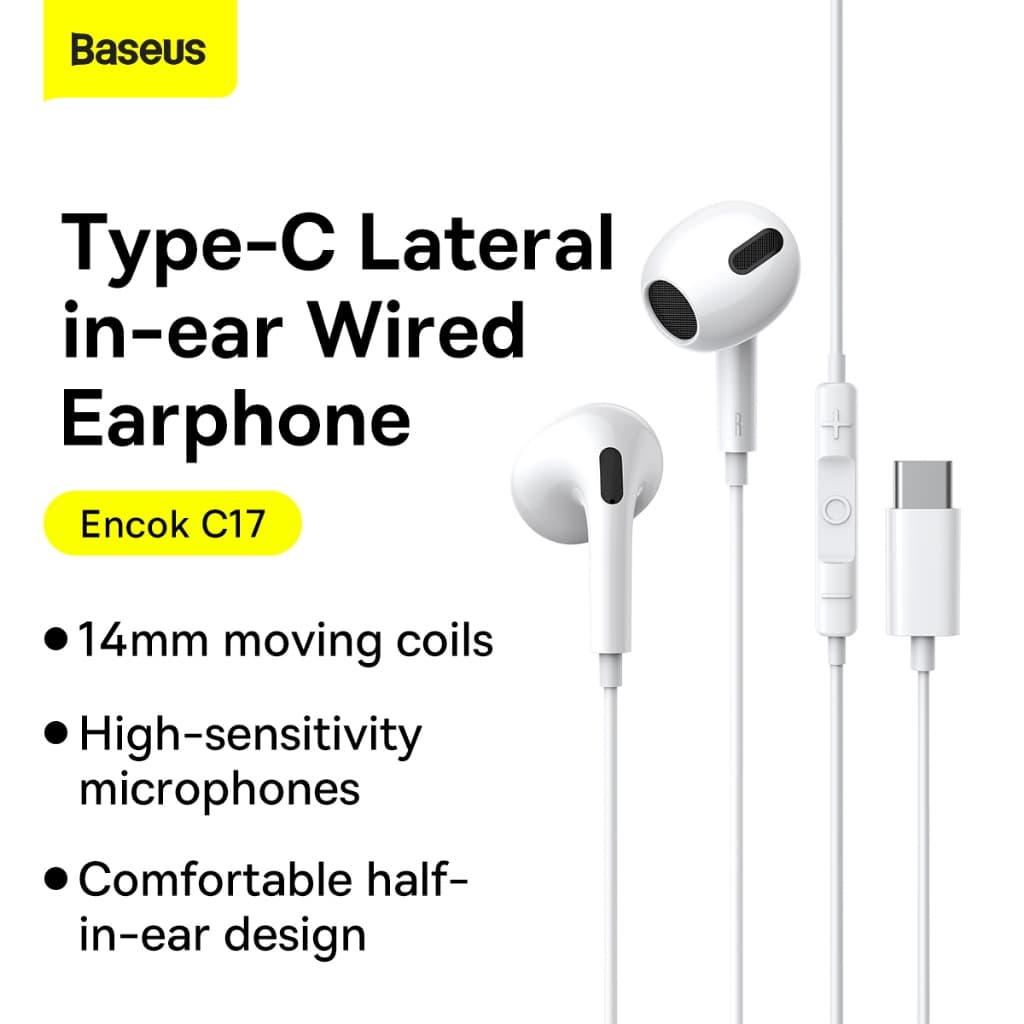 Baseus Encok H17/ C17 หูฟังแบบมีสาย อินเอียร์ 3.5 มม. / Type-C พร้อมไมโครโฟน ควบคุมสาย ใช้ได้กับ Huawei…