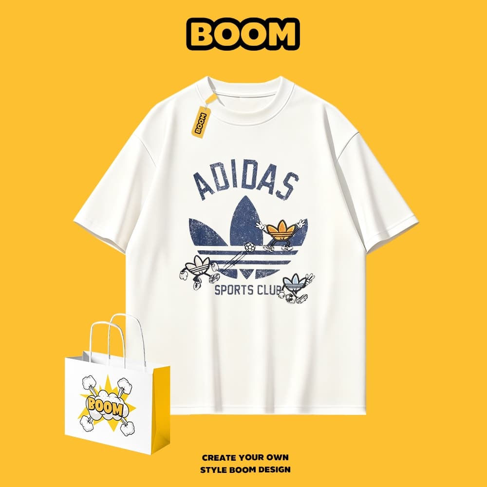 BOOM เสื้อยืดคอกลม ใส่ได้ทั้งชายและหญิง ผลิตจากผ้าคอตตอน 100% Oversize ระบายอากาศดี เหมาะสําหรับเยาวชน