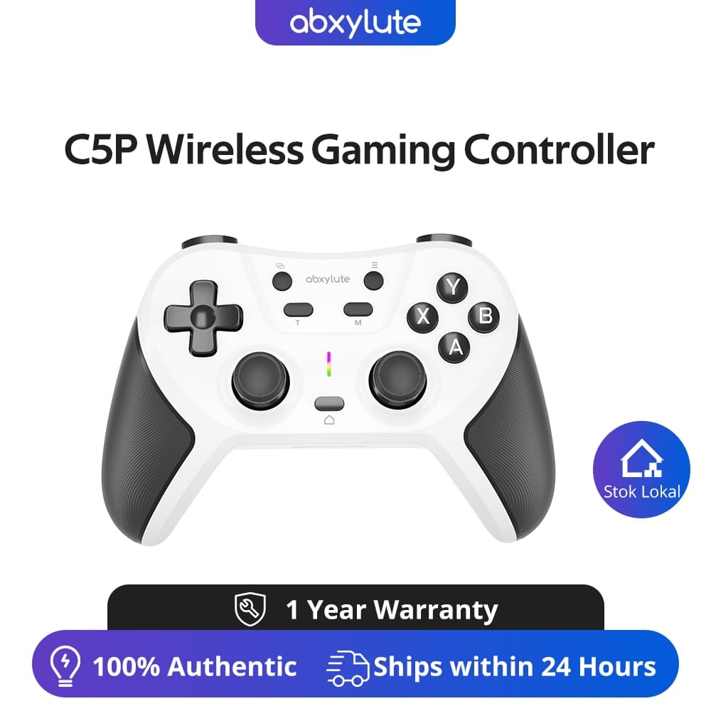 abxylute C5P คอนโทรลเลอร์เล่นเกมไร้สายสําหรับ PC/สวิตช์/iOS/Android/PS3/PS4/Steam/MAC, 2.4 GHz Hall Effect…