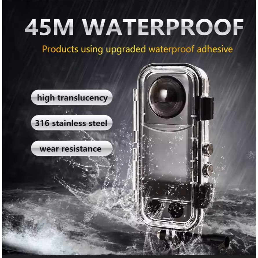 กรณีที่มองไม่เห็นสําหรับ Insta360 X3 X4 X5 ฝาครอบกันน้ําสําหรับ Insta 360 X4 กล้องใต้น้ํา 40M Dive Shell…