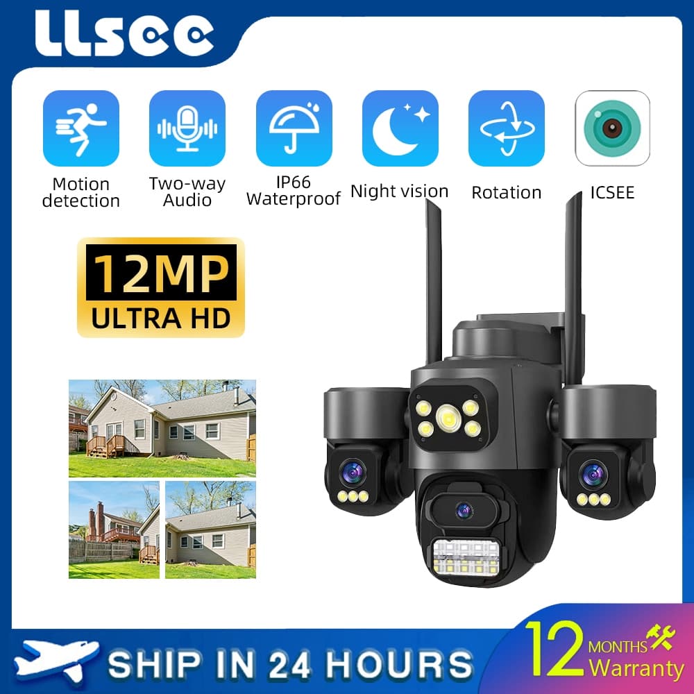 LLSEE ICSEE 3 กล้อง 3 ภาพ 6K HD 12MP CCTV ไร้สาย wifi กลางแจ้งกันน้ํา AI ตรวจจับ การติดตามการเคลื่อนไหว…