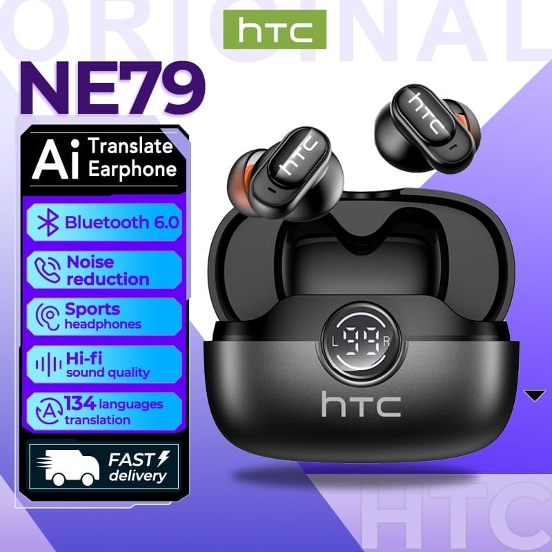 HTC NE79 หูฟังแปลภาษาด้วย AI Bluetooth 6.0 รองรับการแปล 134 ภาษา หูฟังไร้สายการแปล AI แบบเรียลไทม์ 72H… รูปที่ 1