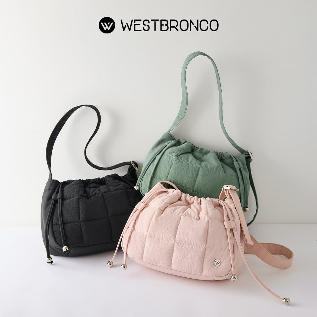 WESTBRONCO dumpling (เกี๊ยว) กระเป๋าสะพายไหล่สําหรับผู้หญิง ผ้าไนลอน นุ่มนิ้่ม สายสะพายปรับได้ ดีไซน์ทันสมัย