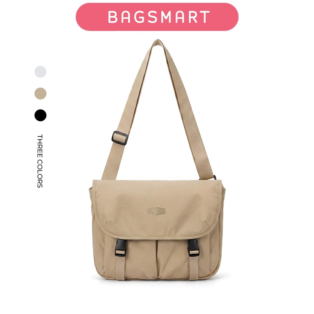 BAGSMART กระเป๋าสะพายข้าง Messenger Bag ใส่ iPad 11 นิ้ว มีหลายช่อง สายปรับได้ น้ําหนักเบา กันละอองน้ํา