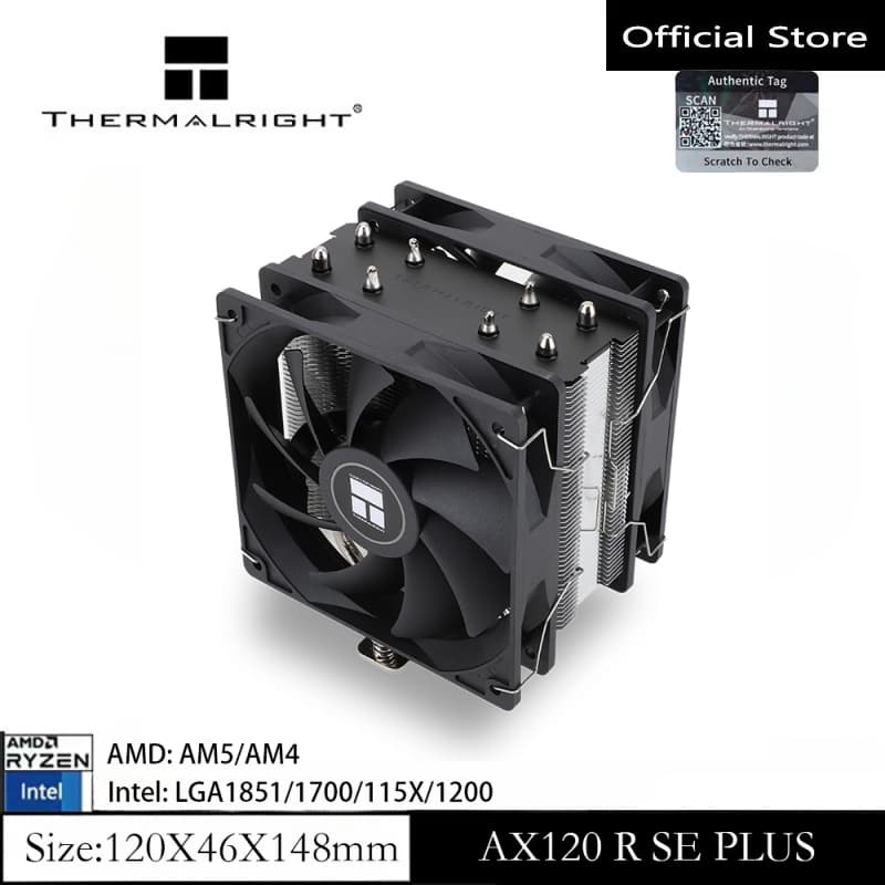 Thermalright AX120 R SE PLUS CPU Air Cooler พัดลมคู่ 5 ท่อความร้อนแชสซีความร้อนหม้อน้ํา PC สําหรับ AMD…