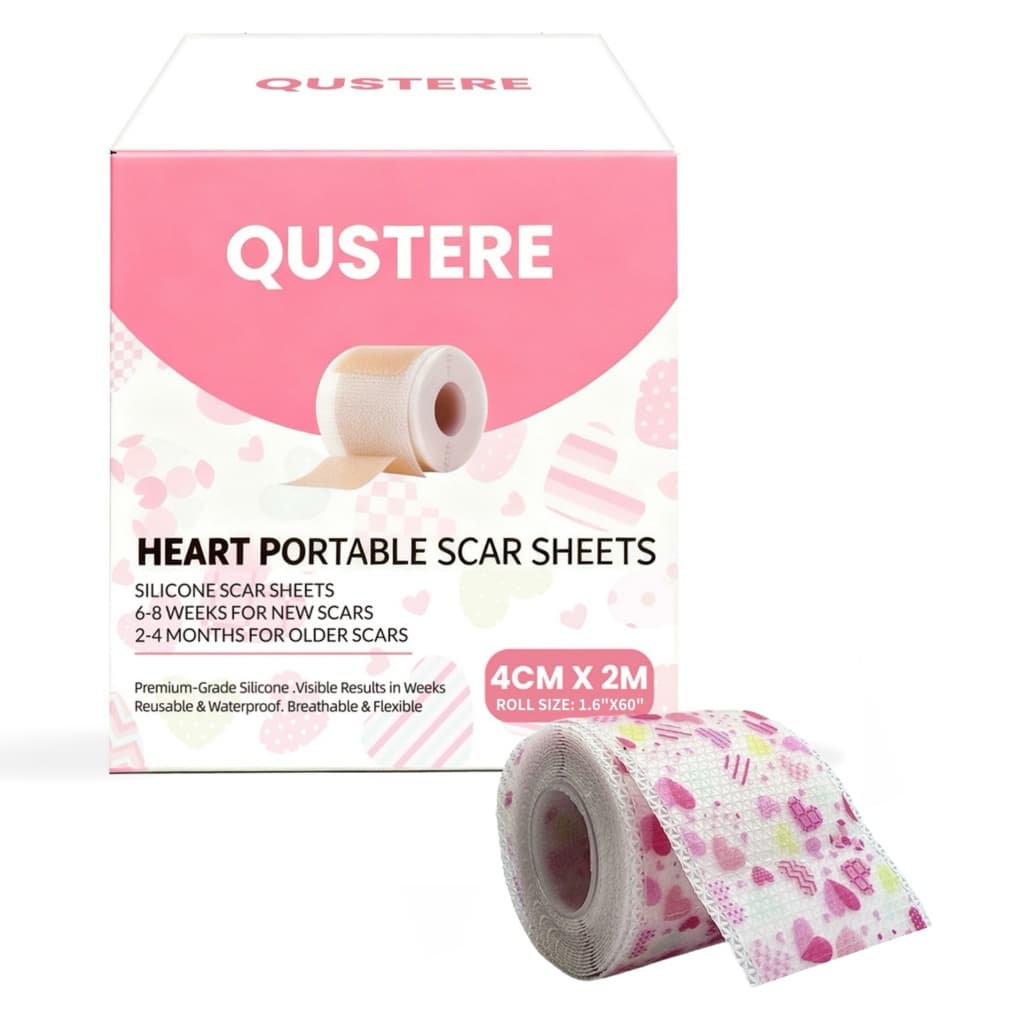 QUSTERE แผ่นแปะแผลเป็นรูปหัวใจ แผ่นแผลเป็นซิลิโคน: จางลงรอยสิว, กันน้ํา, มองไม่เห็น, และนํากลับมาใช้ใหม่ได้