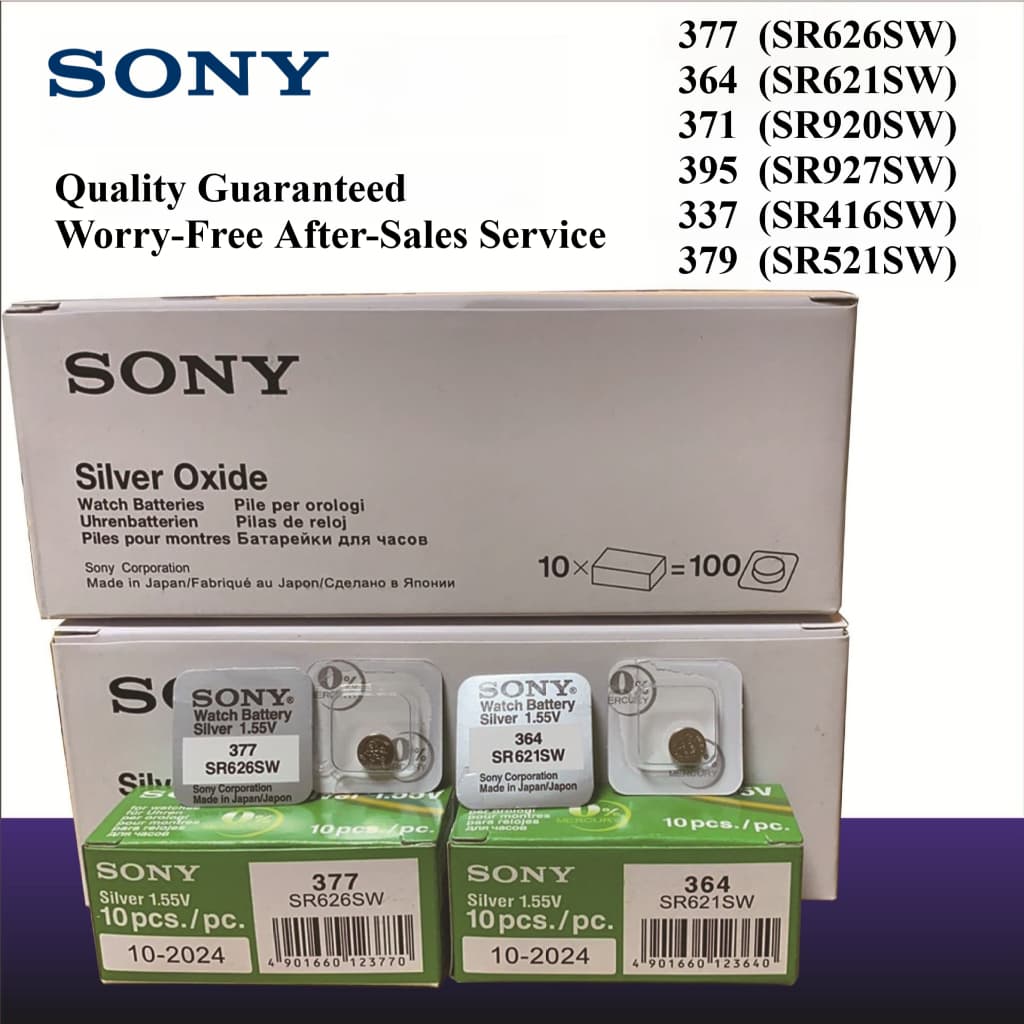 SONY 10ชิ้น โซนี่ นาฬิกาแบตเตอรี่ 377/626 621/364 371/920 395/927 3327/416 379/521; เครื่องคิดเลข; ของเล่น;…