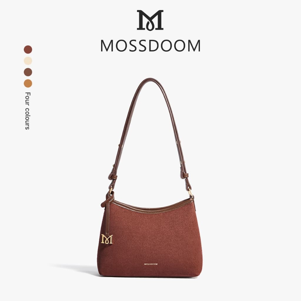 MOSSDOOM Olia Bag กระเป๋าหนังกลับพร้อมจี้ห้อยโลโก้แบรนด์ เรียบหรู แฟชั่นทันสมัย
