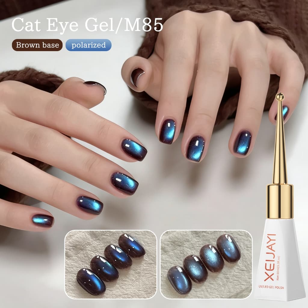 XEIJAYI 10ml - New glossy blue cat-eye gel nail polish, เงางามยาวนาน เหมาะสําหรับทุกสีผิว